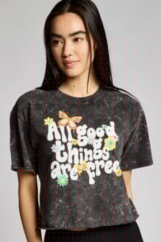 All Good Things Are Free Flower Butterfly Cropped Tee | WILD FLIER GIFTS AND APPAREL