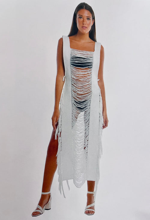 LA Class Fringe Maxi Dress With Side Openings - WILD FLIER GIFTS AND APPAREL