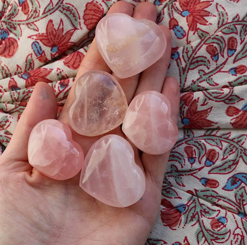 Rose Quartz Mini Heart Shaped Gemstones (Crystals & Stones) | WILD FLIER GIFTS AND APPAREL