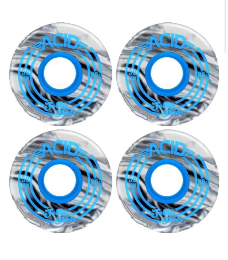 Acid Chemical Wheels Jelly Shots White / Black Swirl Skateboard Wheels - 59mm 80a (Set of 4) | WILD FLIER GIFTS AND APPAREL