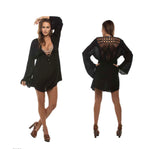 Long Sleeve Coverup with Crochet Back