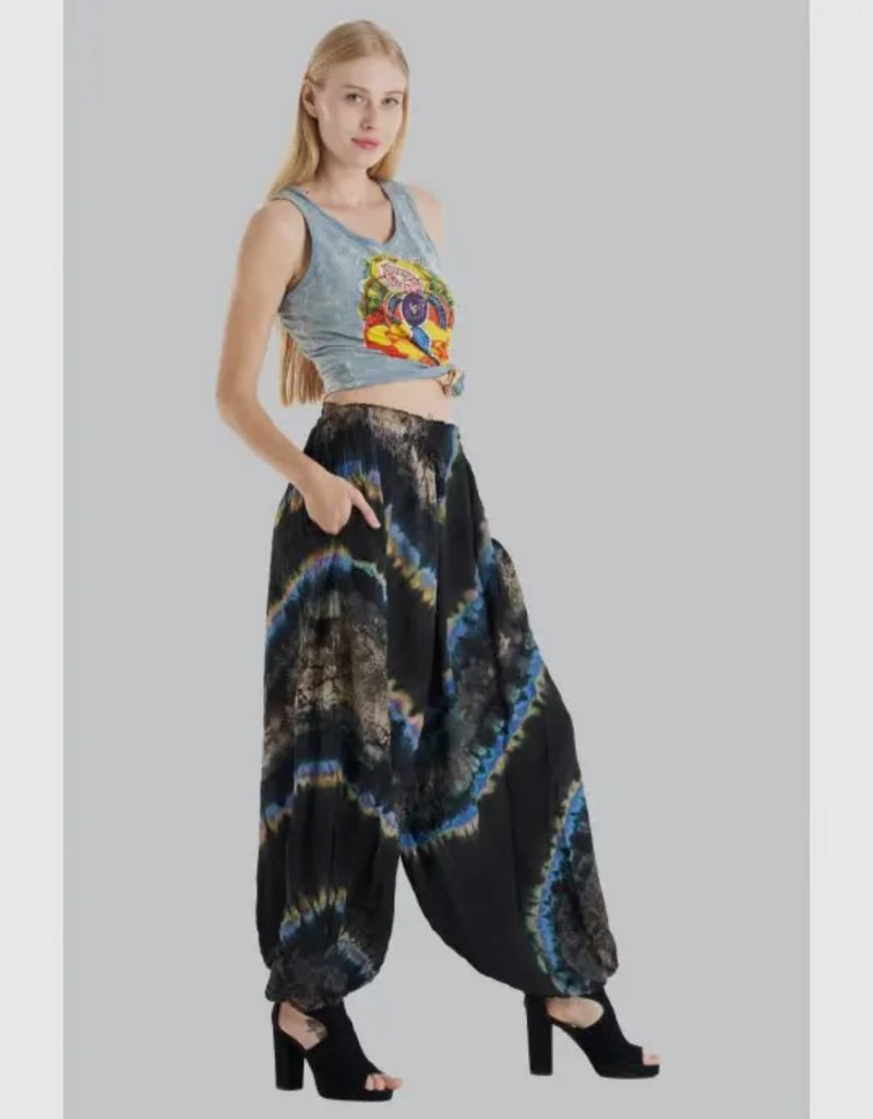 Indigo Geode Tie Dye Harem Pant (TH-1532) | WILD FLIER GIFTS AND APPAREL