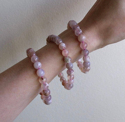 Pebble House Flower Agate Bracelet 8mm (Crystals & Stones) - WILD FLIER GIFTS AND APPAREL