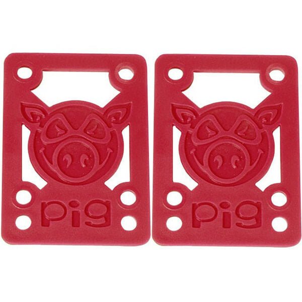 Pig Piles Red Hard Skateboard Riser Pads-Set of Two(2)-1/8” | WILD FLIER GIFTS AND APPAREL