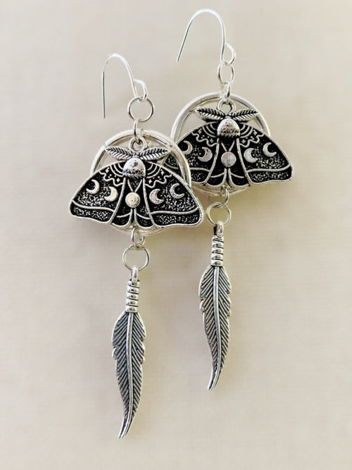 Dear Prudence Moth and Feather Earrings - WILD FLIER GIFTS AND APPAREL