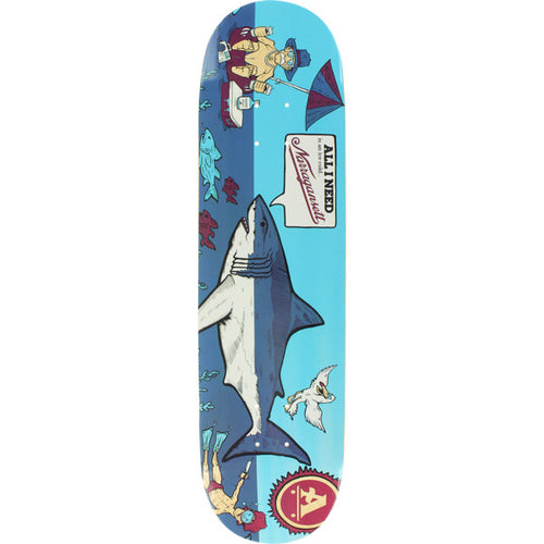 All I Need X Narragansett Beer Shark Skateboard Deck-8.3”x32” - WILD FLIER GIFTS AND APPAREL