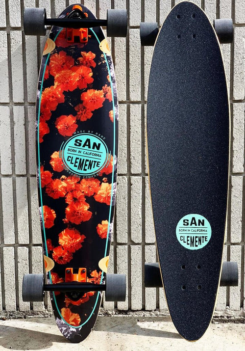 SAN CLEMENTE ORANGE BLOSSOM 36" SQUASH TAIL LONGBOARD | WILD FLIER GIFTS AND APPAREL