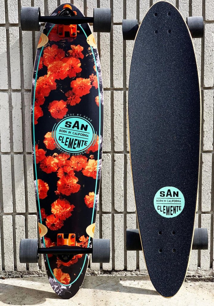 SAN CLEMENTE ORANGE BLOSSOM 36" SQUASH TAIL LONGBOARD | WILD FLIER GIFTS AND APPAREL