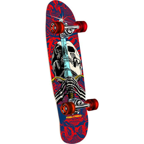 Powell Peralta Skull & Sword Navy / Red Cruiser Complete Skateboard - 8" x 29.5" | WILD FLIER GIFTS AND APPAREL