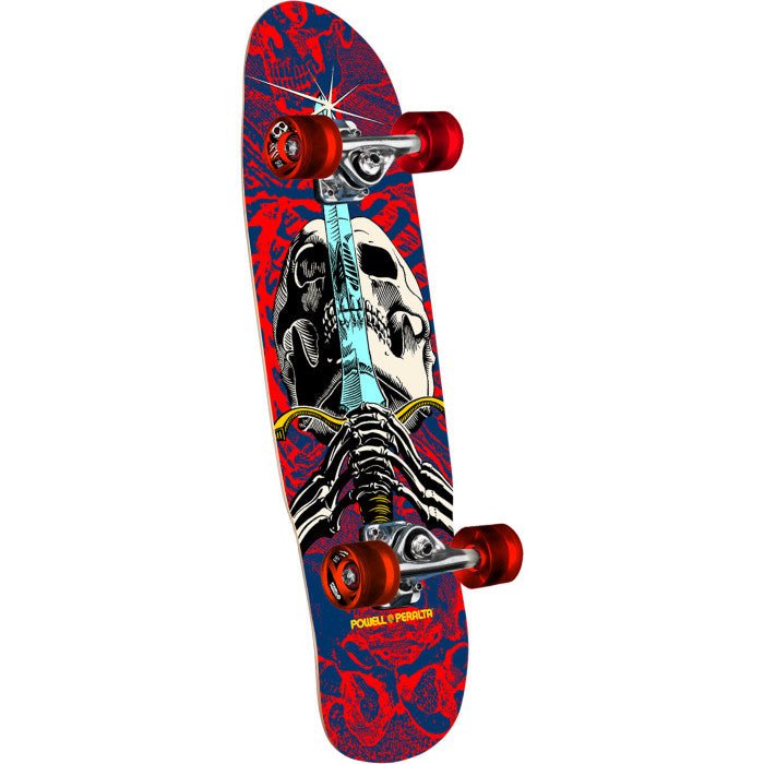 Powell Peralta Skull & Sword Navy / Red Cruiser Complete Skateboard - 8" x 29.5" | WILD FLIER GIFTS AND APPAREL