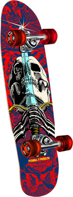 Powell Peralta Skull & Sword Navy / Red Cruiser Complete Skateboard - 8" x 29.5" | WILD FLIER GIFTS AND APPAREL