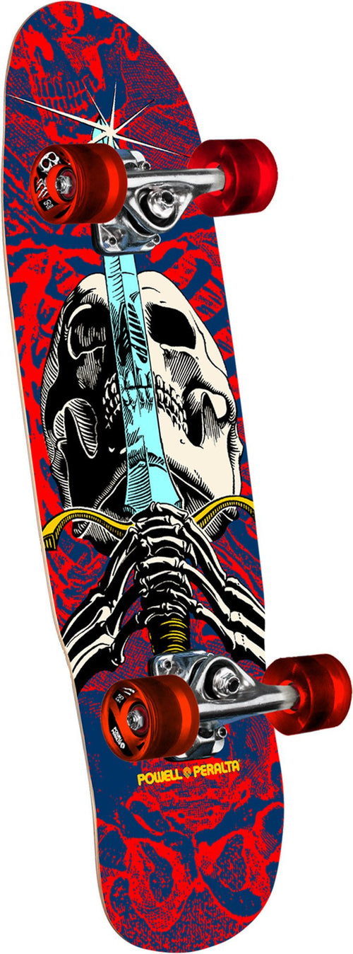 Powell Peralta Skull & Sword Navy / Red Cruiser Complete Skateboard - 8" x 29.5" | WILD FLIER GIFTS AND APPAREL