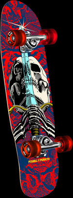 Powell Peralta Skull & Sword Navy / Red Cruiser Complete Skateboard - 8" x 29.5" | WILD FLIER GIFTS AND APPAREL