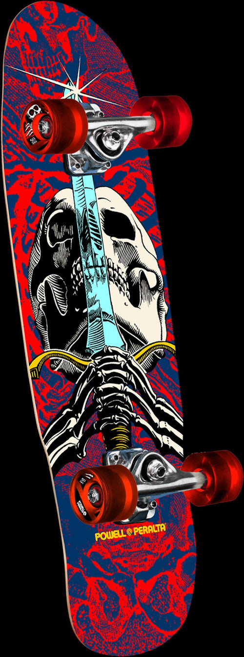 Powell Peralta Skull & Sword Navy / Red Cruiser Complete Skateboard - 8" x 29.5" | WILD FLIER GIFTS AND APPAREL
