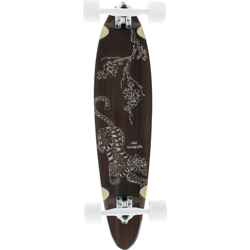 San Clemente Longboards Tiger Lilly Pintail Longboard Complete Skateboard - 8" x 34" | WILD FLIER GIFTS AND APPAREL