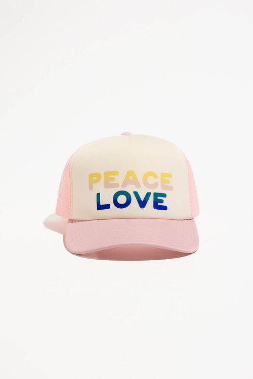 Spiritual Gangster Peace Love Trucker Hat - Pink Dunes | WILD FLIER GIFTS AND APPAREL
