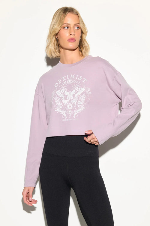Spiritual Gangster Optimist Drew Long Sleeve Top - Orchid Moon | WILD FLIER GIFTS AND APPAREL