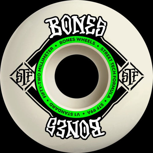 BONES WHEELS STF SKATEBOARD WHEEL STANDARD 52MM V1 99A 4PK WHITE | WILD FLIER GIFTS AND APPAREL