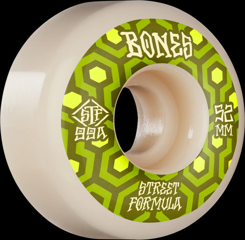 Bones STF Retros V1 52mm 99A Skate Wheels-White Green | WILD FLIER GIFTS AND APPAREL