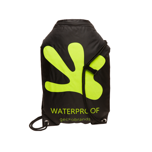Geckobrands Waterproof 10L Drawstring Backpack-Black and Neon Green - WILD FLIER GIFTS AND APPAREL