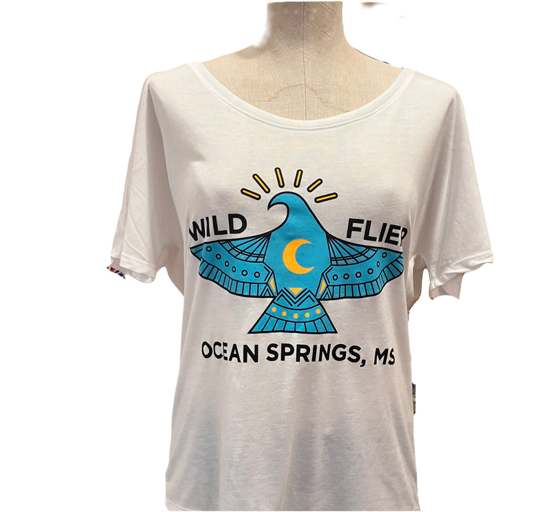 Wild Flier Logo T-Shirt: Boat Neck Women’s Tee - WILD FLIER GIFTS AND APPAREL