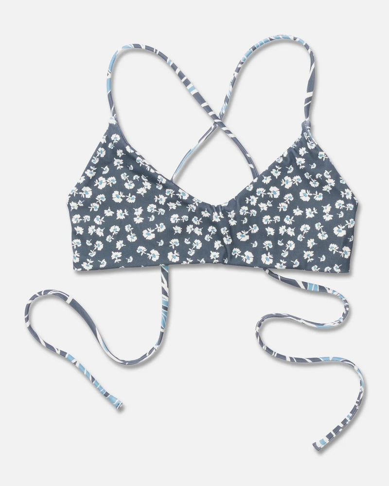 Salty Crew Rattan Palms Reversible Bralette Top - Fin Blue | WILD FLIER GIFTS AND APPAREL