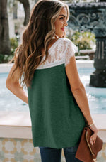 Sage Green Tee with Delicate Lace Details