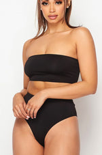 Votique Black Bandeau and High Waist Panty Set