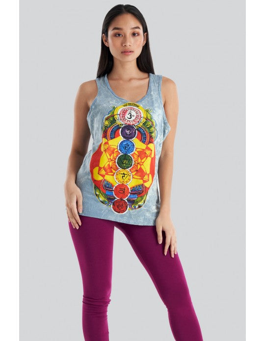 Kathmandu Imports Chakra Print Stonewash Tank Top