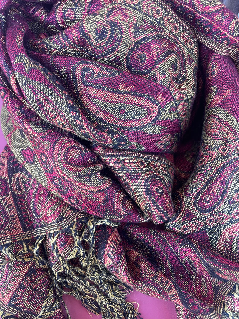 Assorted Color Paisley Pashmina Scarf Reversible Shawl Wraps | WILD FLIER GIFTS AND APPAREL