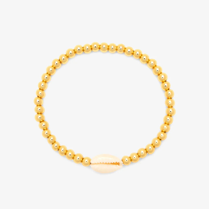 Pura Vida Cowrie Ball Bead Stretch Gold Bracelet