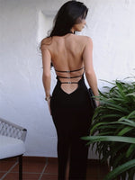 Sexy Halter Open Back Maxi Party Dress - WILD FLIER GIFTS AND APPAREL
