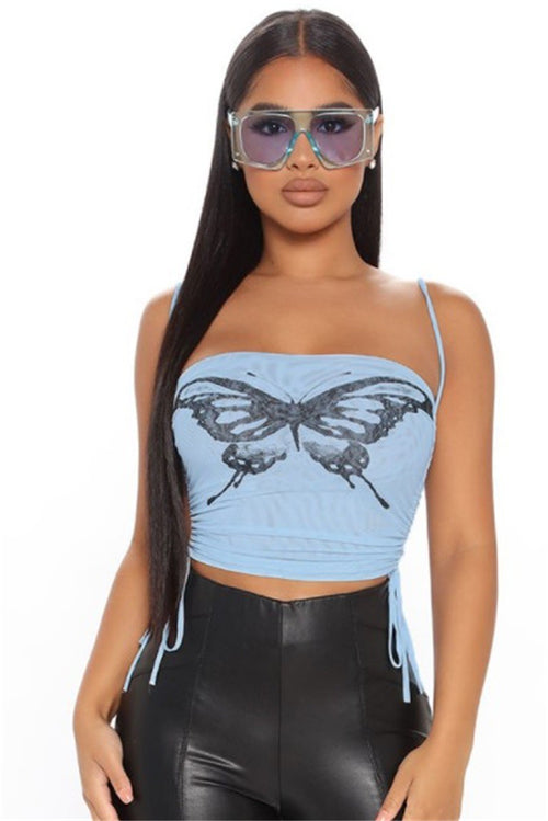 Butterfly Fashion Mesh Crop Top - WILD FLIER GIFTS AND APPAREL