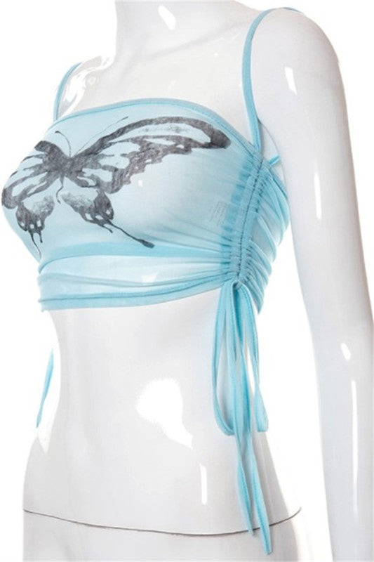 Butterfly Fashion Mesh Crop Top - WILD FLIER GIFTS AND APPAREL