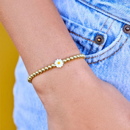 Pura Vida Daisy Ball Bead Stretch Bracelet | WILD FLIER GIFTS AND APPAREL