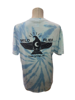 Wild Flier Logo T-Shirt: Totem Tie Dye Blue - WILD FLIER GIFTS AND APPAREL