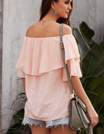 Peach Off The Shoulder Ruffle Top - WILD FLIER GIFTS AND APPAREL