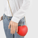 Heart Frame Chain Mini Crossbody Bag: Red | WILD FLIER GIFTS AND APPAREL
