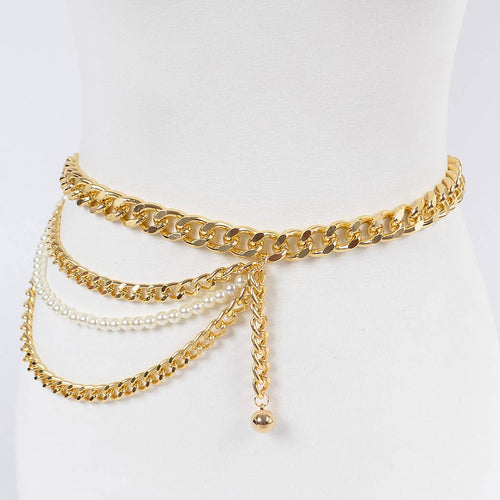 Layered Chain and Pearl Belt: GD | WILD FLIER GIFTS AND APPAREL