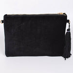 Faux Velvet Clutch With Tassel: Burgundy | WILD FLIER GIFTS AND APPAREL
