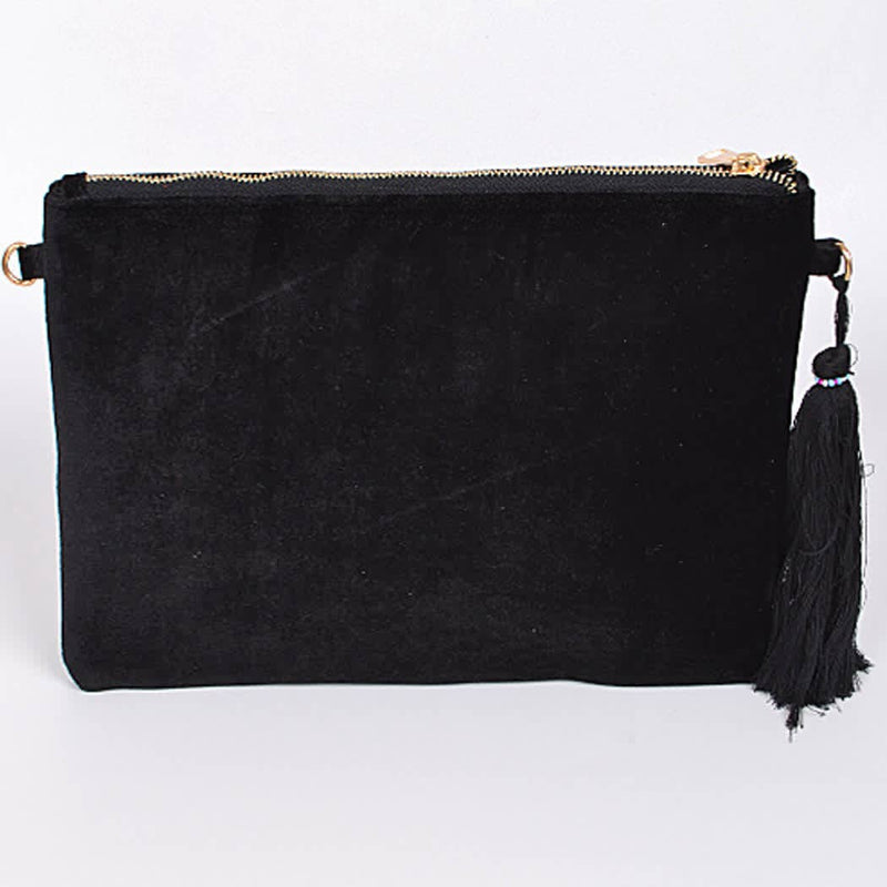 Faux Velvet Clutch With Tassel: Burgundy | WILD FLIER GIFTS AND APPAREL