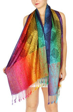 Pashmina Scarf Paisley Rainbow Reversible Shawl Wraps
