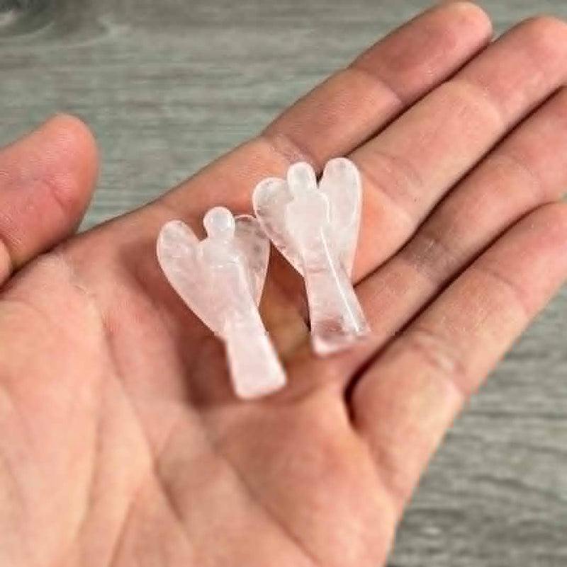 Gemstone Angel Figurines 1-Inch : Rose Quartz