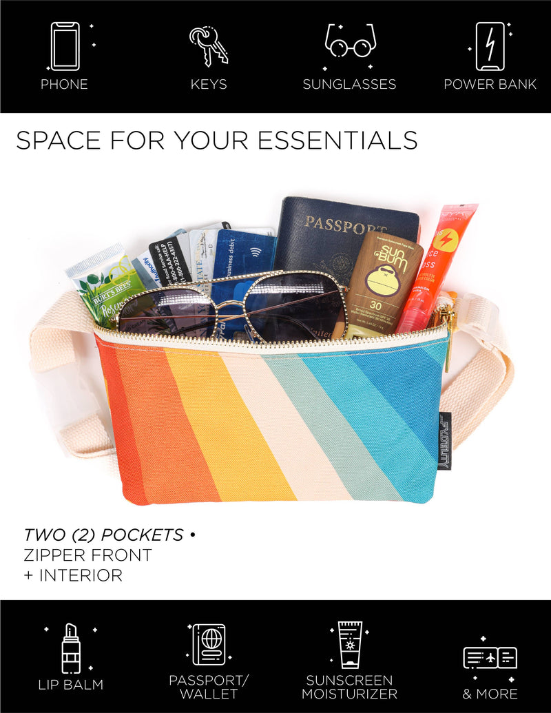 83864: Fanny Pack | Slim | Recycled RPET | Retro Rainbow | WILD FLIER GIFTS AND APPAREL