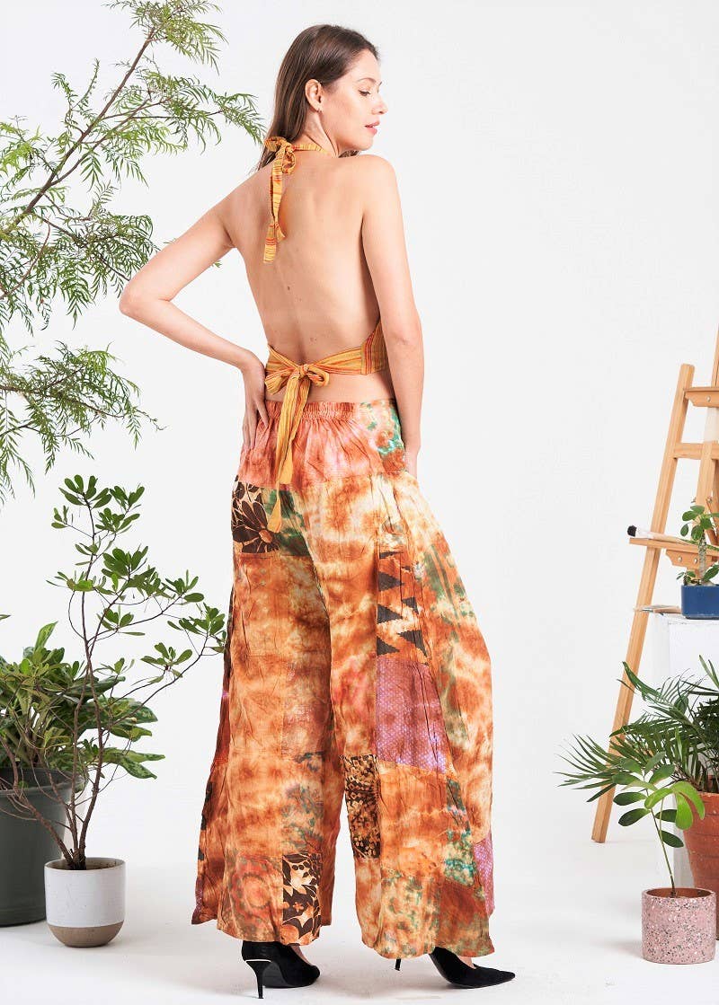 Multi-patch Wide-Leg Elastic Waist Pants (KT-1401): Assorted (Available Colors) / M/L | WILD FLIER GIFTS AND APPAREL