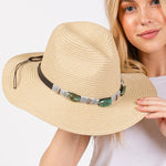 Turquoise Beads Band Straw Sun Hat