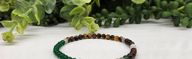 ABUNDANCE - Green Jade, Yellow Tiger Eye and Bloodstone 4MM Bracelet