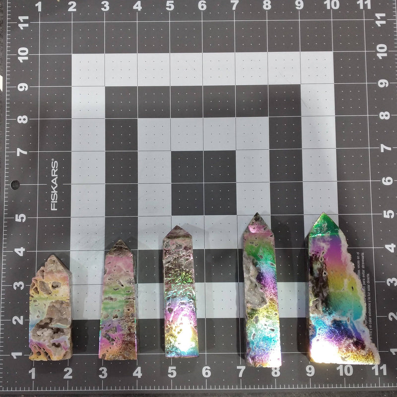 Angel Aura Druzy Sphalerite Obelisk Tower –  Crystal Decor: 3-4 oz | WILD FLIER GIFTS AND APPAREL