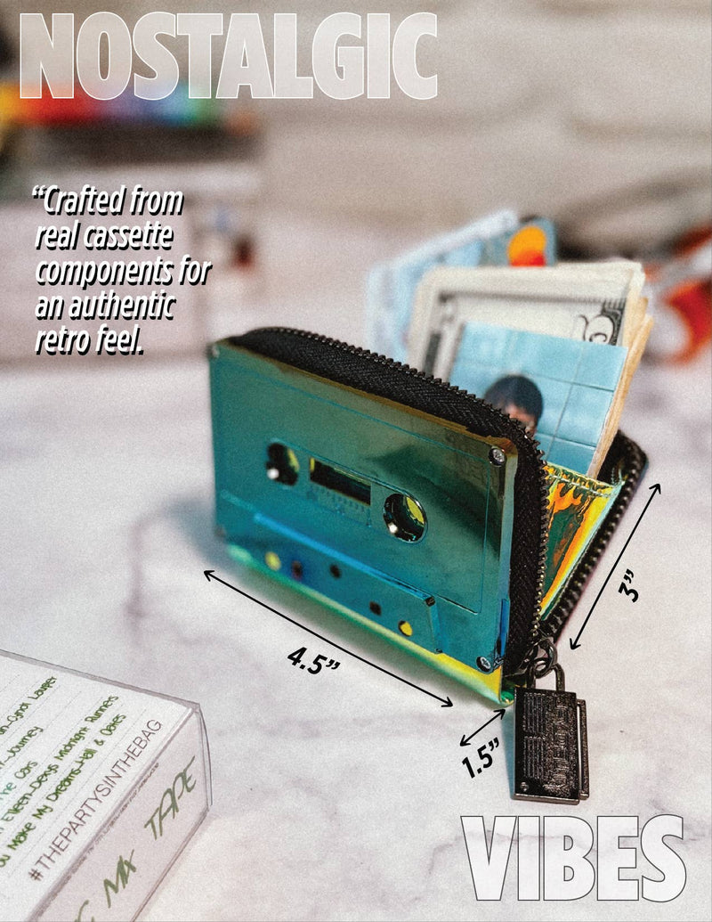 70270 Small Womens Cute Wallet Retro 80 Cassette Tape Purple | WILD FLIER GIFTS AND APPAREL
