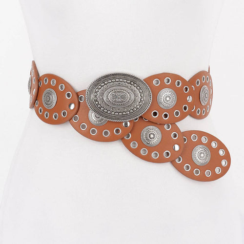 Faux Leather Oval Shape Vintage Belt: CM | WILD FLIER GIFTS AND APPAREL